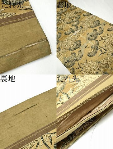 平和屋着物●アンティーク 大正ロマン 丸帯 飛鶴松文 引き抜き帯 正絹 逸品 CAAX7416hy