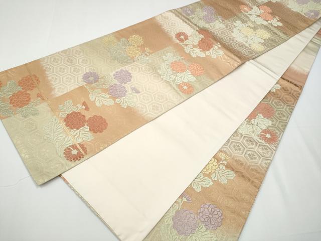 平和屋着物●六通柄袋帯 唐織 草花文 金糸 正絹 逸品 CAAX7418hy