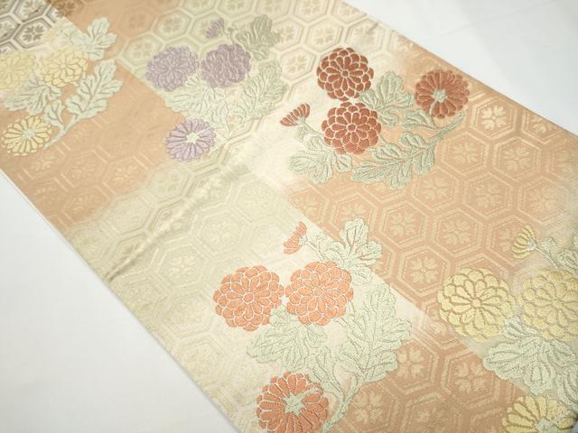 平和屋着物●六通柄袋帯 唐織 草花文 金糸 正絹 逸品 CAAX7418hy