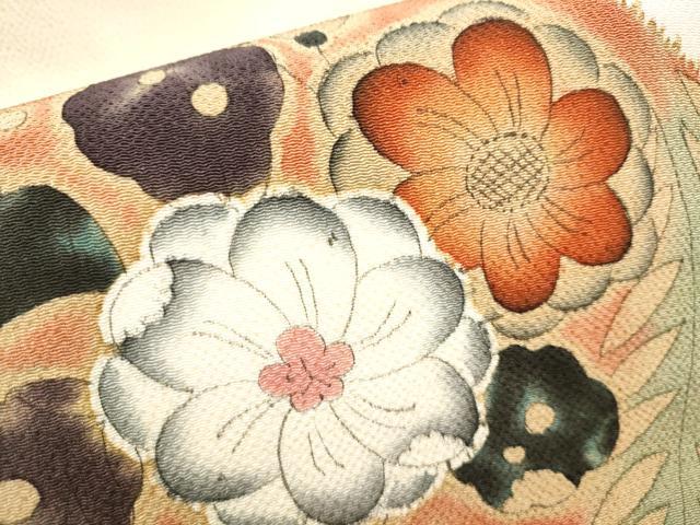 平和屋着物●九寸名古屋帯　作家物　辻が花　鬼しぼ縮緬　正絹　逸品　CAAX7443hy