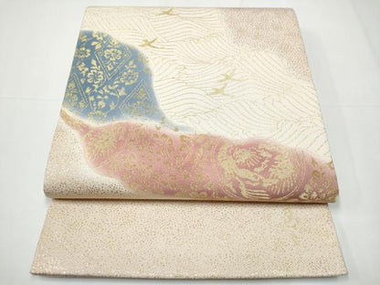 平和屋着物●京友禅の第一人者　松井青々　太鼓柄袋帯　流水花鳥文　金糸　正絹　逸品　CAAX7449hy