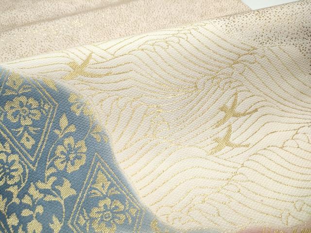 平和屋着物●京友禅の第一人者　松井青々　太鼓柄袋帯　流水花鳥文　金糸　正絹　逸品　CAAX7449hy