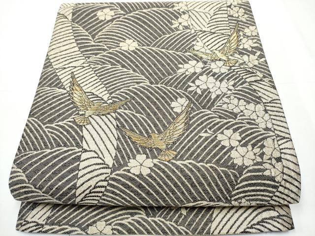平和屋着物●染色作家　斉藤三才　両面　六通柄袋帯　三才鳥　金通し地　正絹　逸品　CAAX7467hy