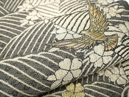 平和屋着物●染色作家　斉藤三才　両面　六通柄袋帯　三才鳥　金通し地　正絹　逸品　CAAX7467hy