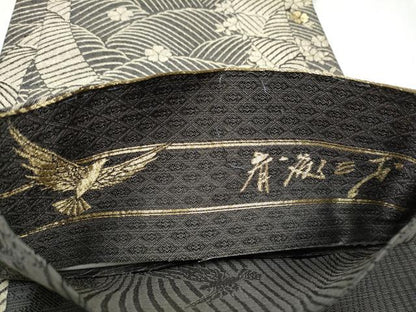 平和屋着物●染色作家　斉藤三才　両面　六通柄袋帯　三才鳥　金通し地　正絹　逸品　CAAX7467hy