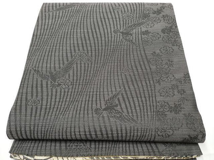 平和屋着物●染色作家　斉藤三才　両面　六通柄袋帯　三才鳥　金通し地　正絹　逸品　CAAX7467hy
