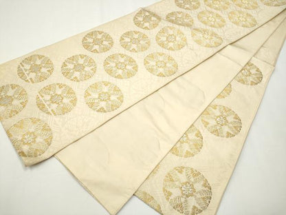 平和屋着物●六通柄 本袋帯 花丸文 金銀糸 正絹 逸品 CAAX7522hy