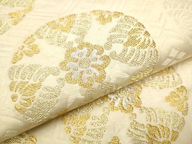 平和屋着物●六通柄 本袋帯 花丸文 金銀糸 正絹 逸品 CAAX7522hy