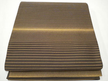 平和屋着物●全通柄袋帯 変わり横段文 金糸 正絹 逸品 CAAX7561hy