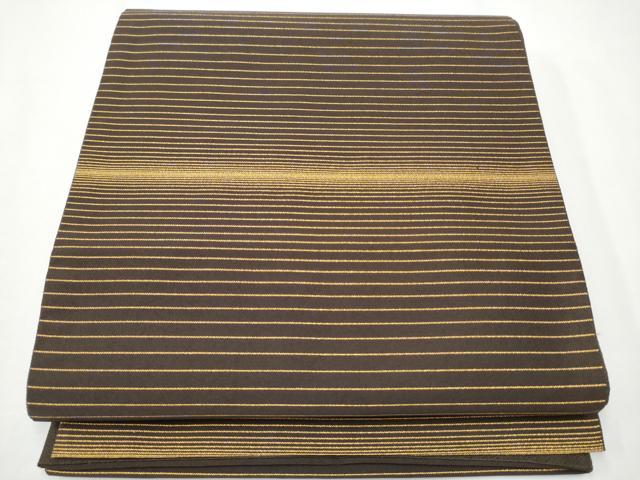 平和屋着物●全通柄袋帯 変わり横段文 金糸 正絹 逸品 CAAX7561hy