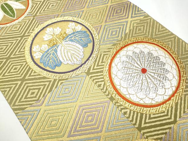平和屋着物●六通柄袋帯 ももはた唐織 紅花染 草花丸文 正絹 逸品 CAAX7565hy