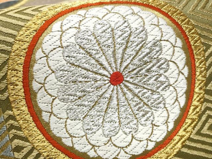 平和屋着物●六通柄袋帯 ももはた唐織 紅花染 草花丸文 正絹 逸品 CAAX7565hy