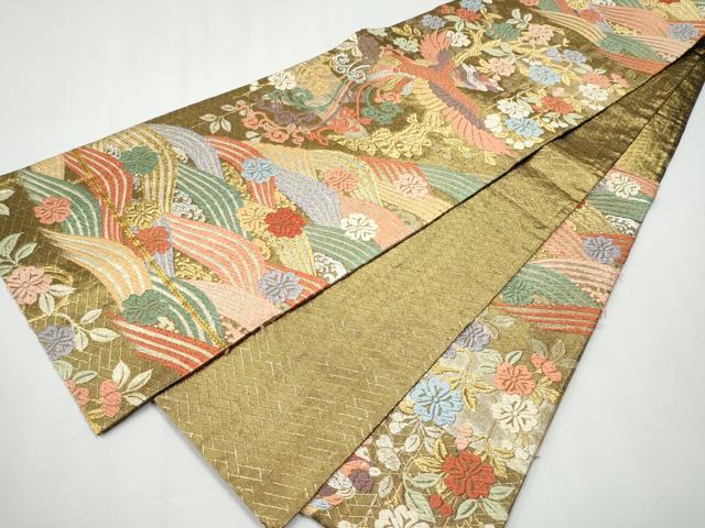 平和屋着物●佐賀錦　六通柄袋帯　唐織　花喰鳥　金銀糸　正絹　逸品　CAAX7571hy
