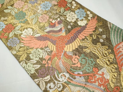 平和屋着物●佐賀錦　六通柄袋帯　唐織　花喰鳥　金銀糸　正絹　逸品　CAAX7571hy