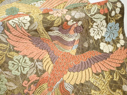 平和屋着物●佐賀錦　六通柄袋帯　唐織　花喰鳥　金銀糸　正絹　逸品　CAAX7571hy