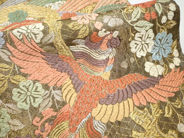 平和屋着物●佐賀錦　六通柄袋帯　唐織　花喰鳥　金銀糸　正絹　逸品　CAAX7571hy