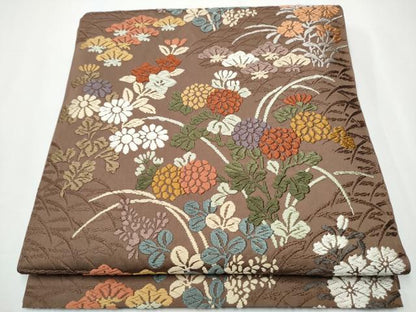 平和屋着物●六通柄 本袋帯 唐織 露芝秋草文 正絹 逸品 CAAX7596hy