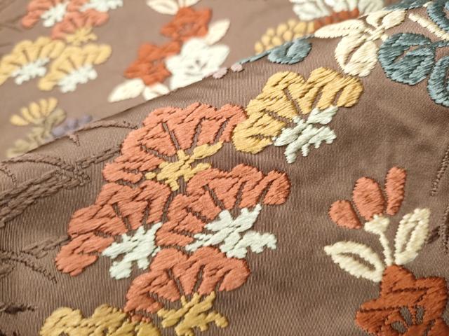 平和屋着物●六通柄 本袋帯 唐織 露芝秋草文 正絹 逸品 CAAX7596hy