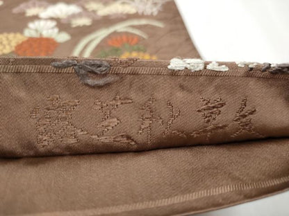 平和屋着物●六通柄 本袋帯 唐織 露芝秋草文 正絹 逸品 CAAX7596hy