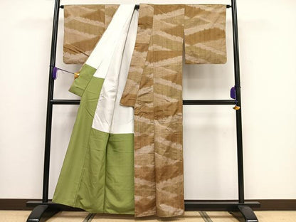 平和屋着物■上質な紬　幾何学文　正絹　逸品　CAAX7719ua