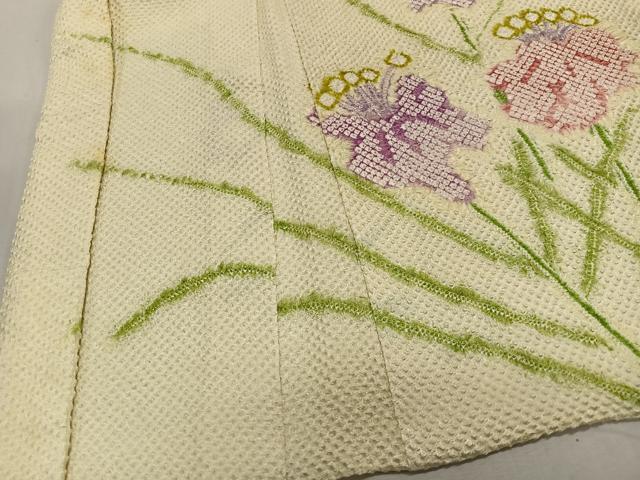 平和屋着物＃名門　藤娘きぬたや・総絞り(杢目絞り)　羽織　草花文　正絹　逸品　CAAX7882ua