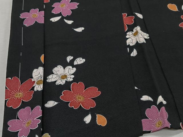 平和屋着物∞羽織 舞花文 黒地 正絹 逸品 未使用 CAAX7884ua