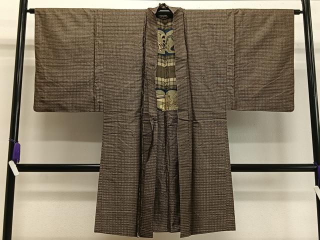 平和屋着物∞男性 男柄の最高峰 西郷柄 西郷絣 本場大島紬 幾何学文 正絹 逸品 CAAX7895ua