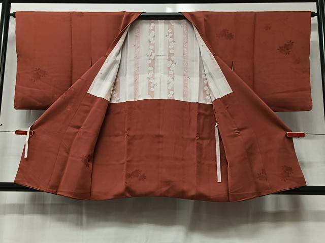 平和屋着物■道行コート　地紋起こし　草花文　正絹　逸品　CAAX7925ua
