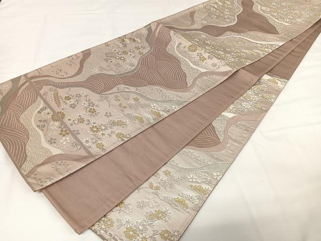 平和屋着物◎六通柄袋帯 唐織 道長花文 金銀糸 正絹 逸品 CAAX7975ua