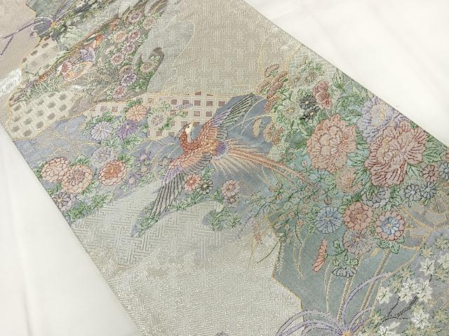 平和屋着物◎佐賀錦 六通柄袋帯 鳳凰花文 金銀糸 正絹 逸品 CAAX7978ua