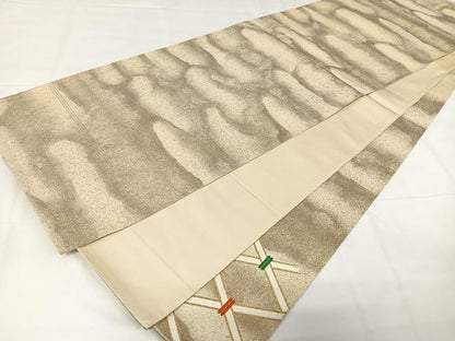 平和屋着物◎太鼓柄袋帯 唐織 竹垣文 金糸 正絹 逸品 CAAX7982ua
