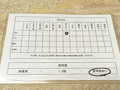 平和屋着物◎太鼓柄袋帯　唐織　孔雀風景文　金糸　正絹　逸品　CAAX7995ua