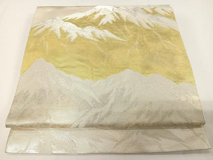 平和屋着物◎六通柄袋帯 遠山風景文 金銀糸 正絹 逸品 CAAX7996ua