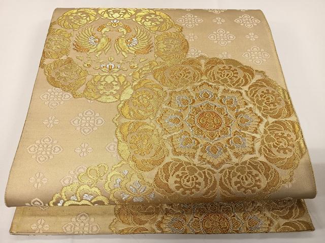 平和屋着物◎六通柄袋帯 花鳥丸文 金銀糸 正絹 逸品 CAAX7998ua