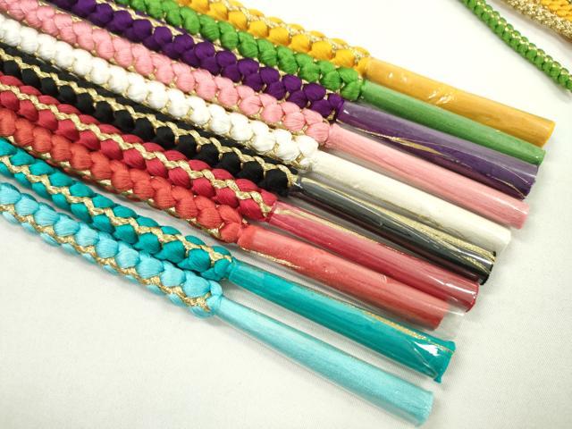 平和屋着物●和装小物　振袖用飾り付き帯締め１０本セット　飾り結び　金糸　切り房　逸品　未使用　CAAX8021ju