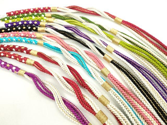 平和屋着物●和装小物　振袖用飾り組み帯締め１０本セット　金糸　切り房　逸品　未使用　CAAX8060ju