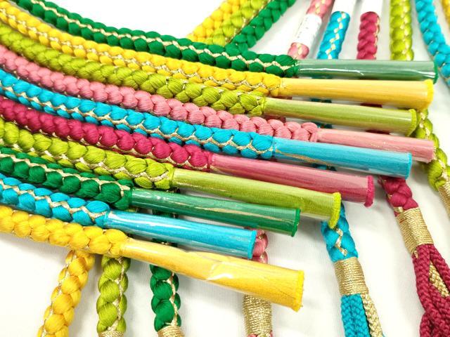 平和屋着物●和装小物 振袖用飾り付き帯締め１０本セット パール 金糸 切り房 逸品 未使用 CAAX8066ju