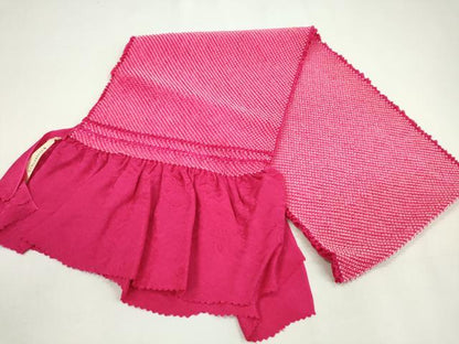 平和屋着物●和装小物　帯締め・帯揚げセット　振袖用　総絞り　ルビーレッド　金糸　逸品　未使用　CAAX8177ju
