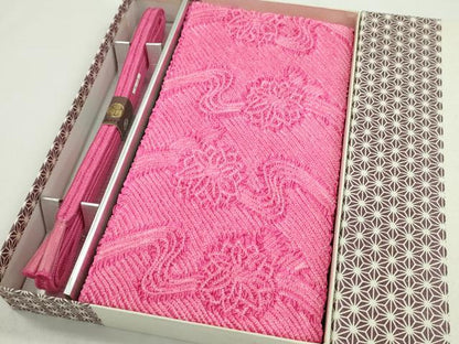 平和屋着物●和装小物 帯締め・帯揚げセット 総絞り 中抜き マゼンタ 逸品 未使用 CAAX8181ju