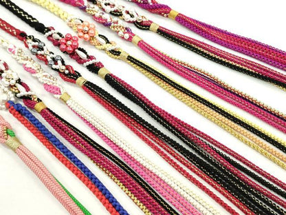 平和屋着物●和装小物 振袖用飾り付き帯締め１０本セット パール 花 ハート 金糸 逸品 CAAX8191ju