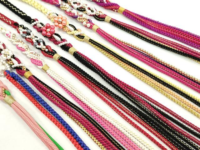 平和屋着物●和装小物 振袖用飾り付き帯締め１０本セット パール 花 ハート 金糸 逸品 CAAX8191ju
