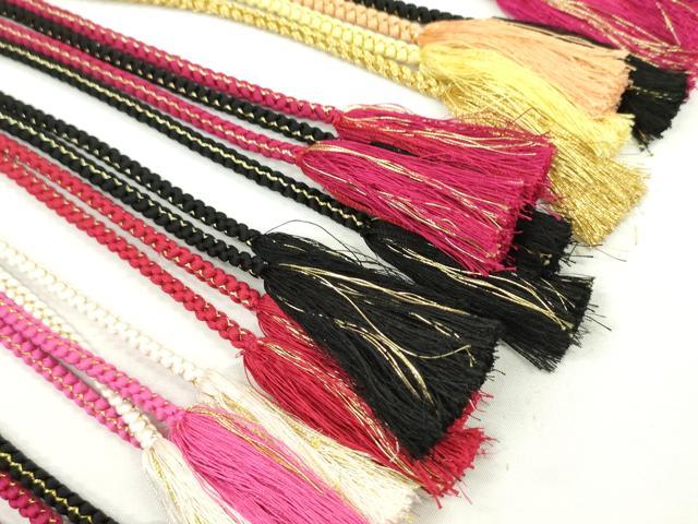 平和屋着物●和装小物 振袖用飾り付き帯締め１０本セット パール 花 ハート 金糸 逸品 CAAX8191ju