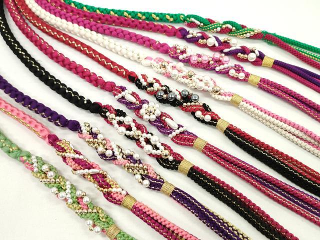 平和屋着物●和装小物 振袖用飾り付き帯締め１０本セット パール 花 金糸 逸品 CAAX8194ju
