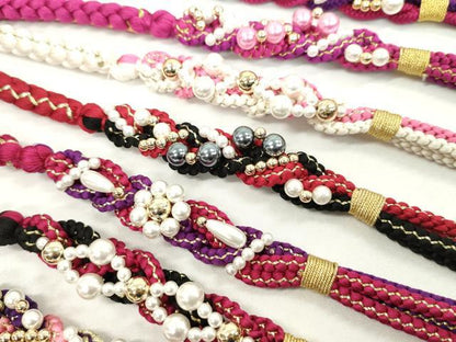 平和屋着物●和装小物 振袖用飾り付き帯締め１０本セット パール 花 金糸 逸品 CAAX8194ju