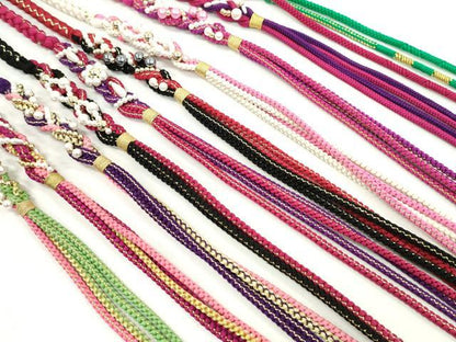 平和屋着物●和装小物 振袖用飾り付き帯締め１０本セット パール 花 金糸 逸品 CAAX8194ju