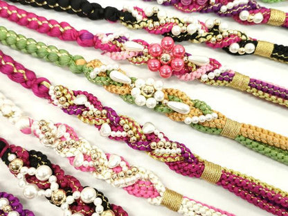 平和屋着物●和装小物 振袖用飾り付き帯締め１０本セット パール 花 ハート 金糸 逸品 CAAX8197ju