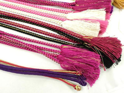 平和屋着物●和装小物 振袖用飾り付き帯締め１０本セット パール 花 ハート 金糸 逸品 CAAX8197ju