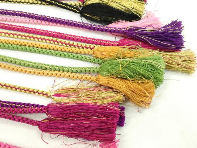 平和屋着物●和装小物 振袖用飾り付き帯締め１０本セット パール 花 ハート 金糸 逸品 CAAX8197ju