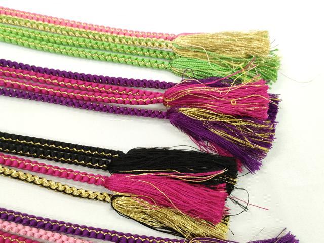 平和屋着物●和装小物 振袖用飾り付き帯締め１０本セット パール 花 ハート 金糸 逸品 CAAX8197ju
