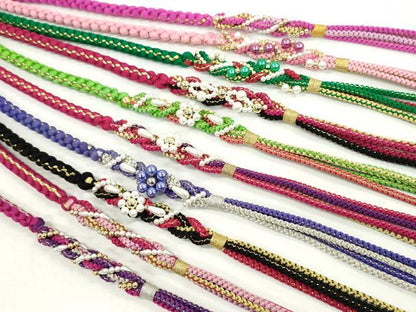 平和屋着物●和装小物 振袖用飾り付き帯締め１０本セット パール 花 金銀糸 逸品 CAAX8198ju